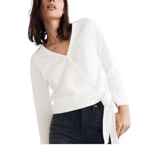 Madewell White V-Neck Wrap Tie top XS new with tags